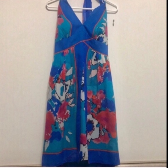 🌺JONES NEW YORK🌺SILK FLORAL HALTER DRESS🌺 - Picture 1 of 8